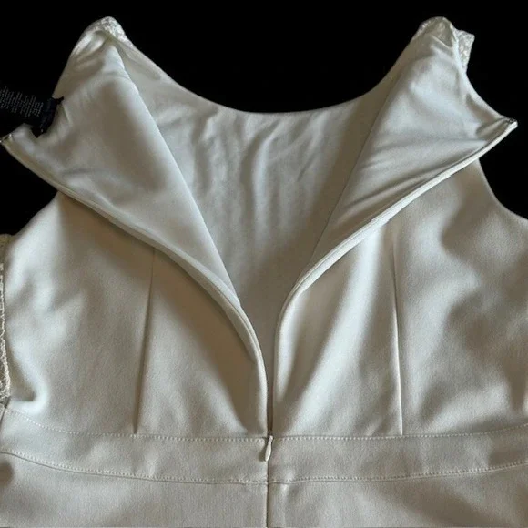 Ann Taylor Ponte Knit Crochet Dress Sleeveless Fit and Flare Cream Sz 6 - Picture 13 of 15